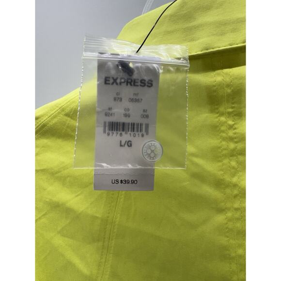 Express Yellow Sheer Hidden Button Down Shirt Short Sleeve Women’s Size L NWT - Picture 5 of 10